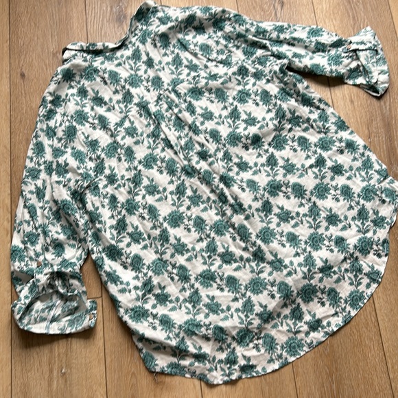 Cynthia Rowley Women Linen 1X Top Blouse White Green Floral Pullover NWT - Picture 11 of 11